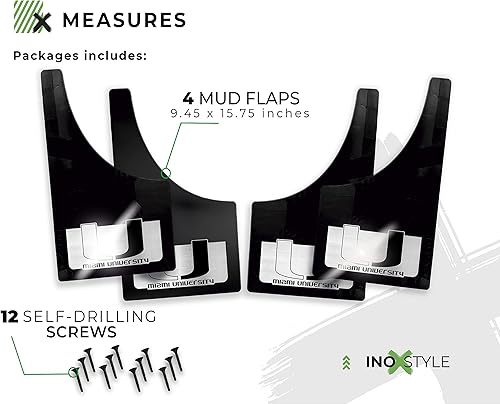 Miniatura 3 de INOXSTYLE - 4 aletas universales negras para barro, guardabarros delanteros y traseros para universidades nacionales, para automóviles, camionetas,