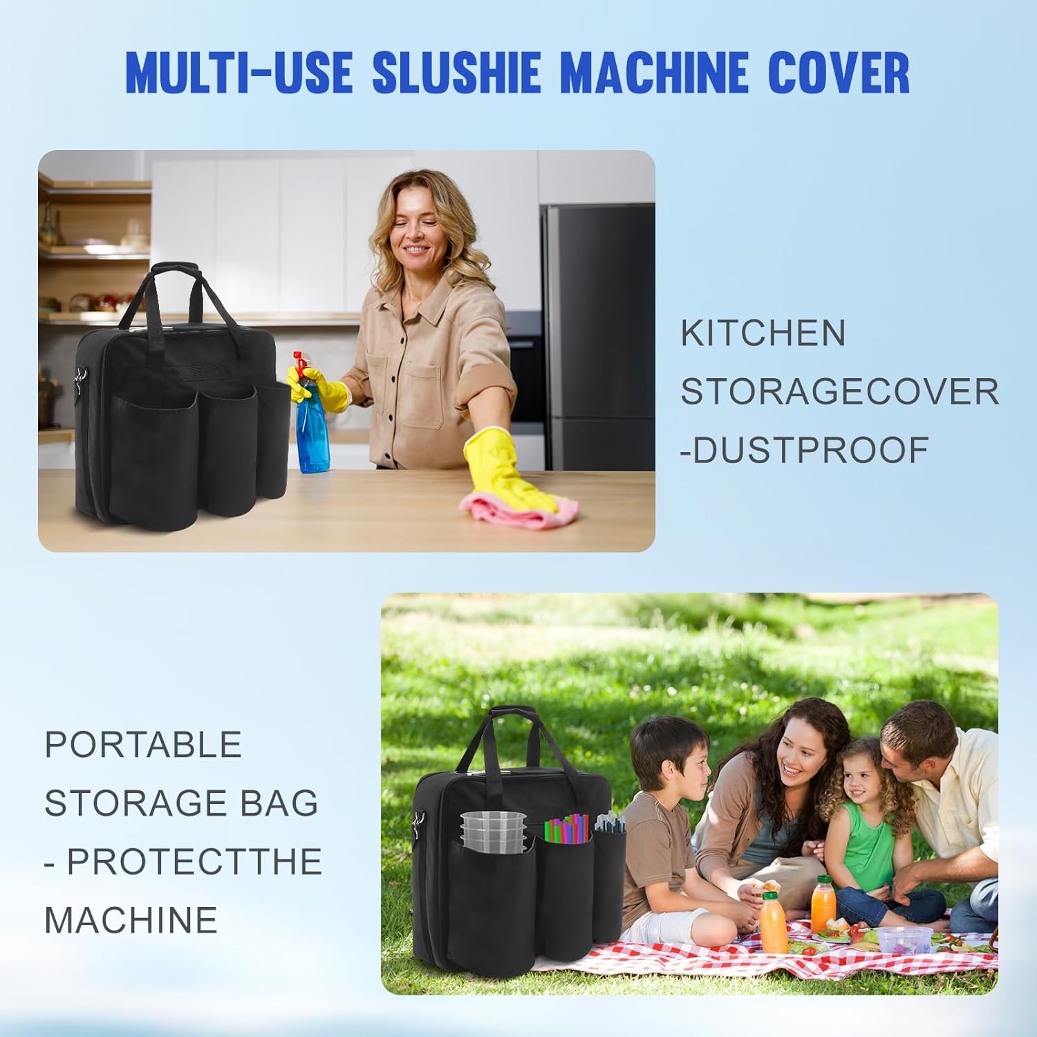 Carrying Bag for Ninja SLUSHi Slushie Machine FS300/FS301C,Front-Opening Design,Multi-Pocket Storage with Handles Frozen Drink Maker Bag,Thickly Padded for Protection for Outdoor Frozen Drink Maker