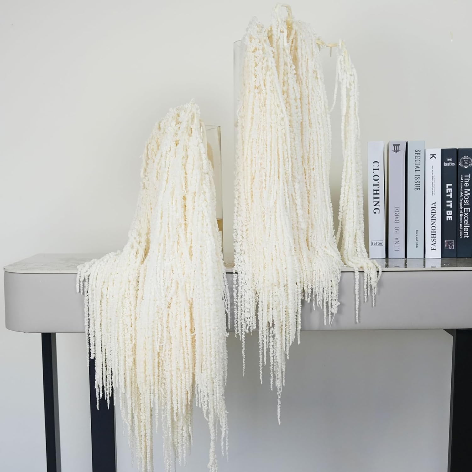 Dried Flower Bouquet, 24-31.5" Hanging Dried Amaranthus, Lifelike Natural Vine Flowers, Reusable Plants for Wedding Bouquet Wall Home Party Decor, White....