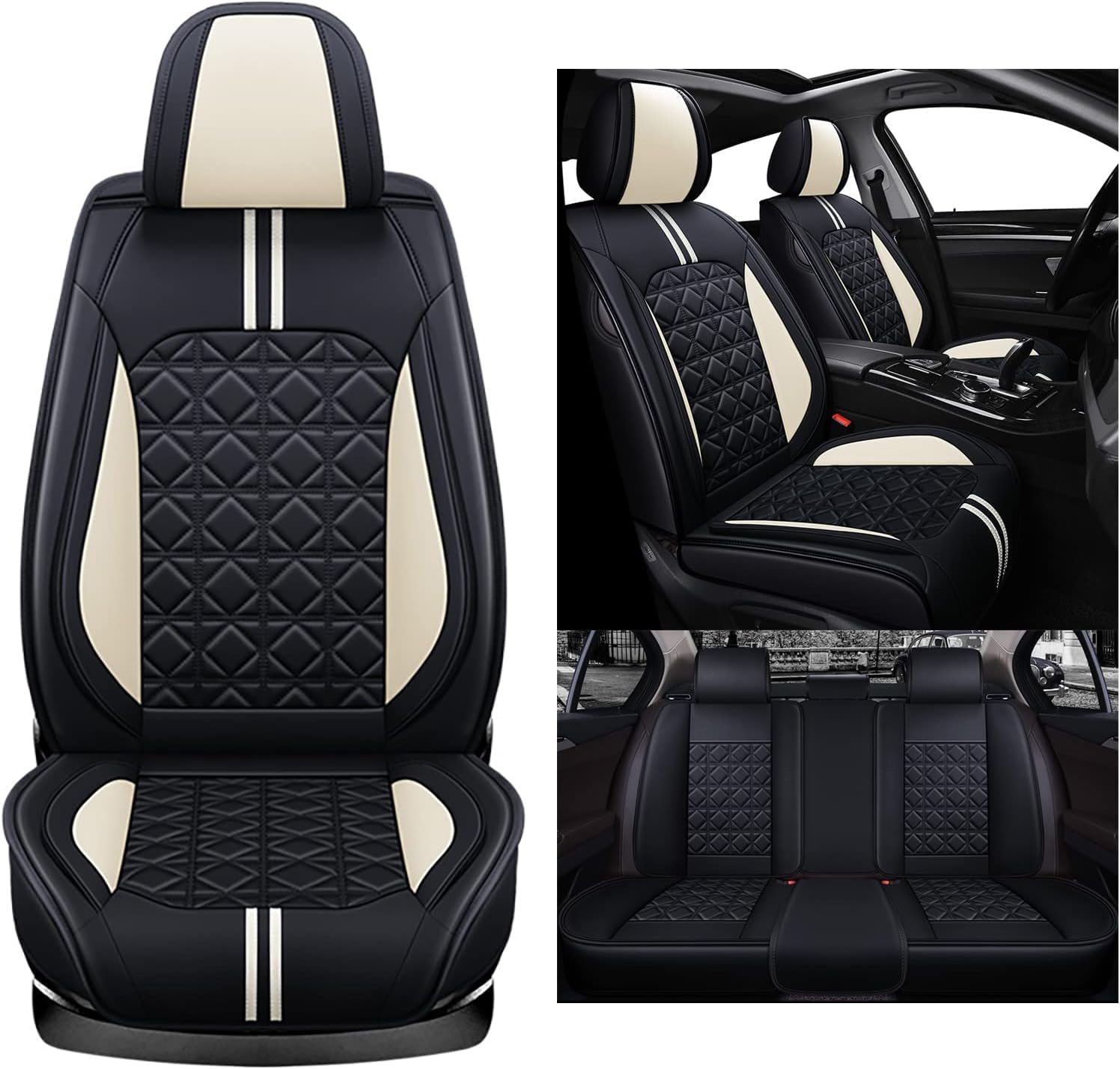 Nenyan Universal Car Seat Covers Waterproof Leather Full Set, To Fit - View #9