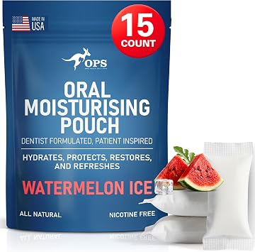 OPS RHEOTM Watermelon Ice Dry Mouth Pouches, Dry Mouth Products for Natural Saliva Stimulation, All Natural & Sugar Free, Xylitol Mints Pouches for Oral Care Watermelon