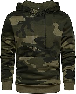 Men's Solid Pullover Hoodies Sports Soft Blend Fleece Hooded Sweatshirts with Kangaroo Pocket