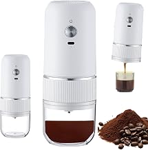 Electric Coffee Grinder Portable Compact Coffee Grinder for Travel Camping Hiking (White)