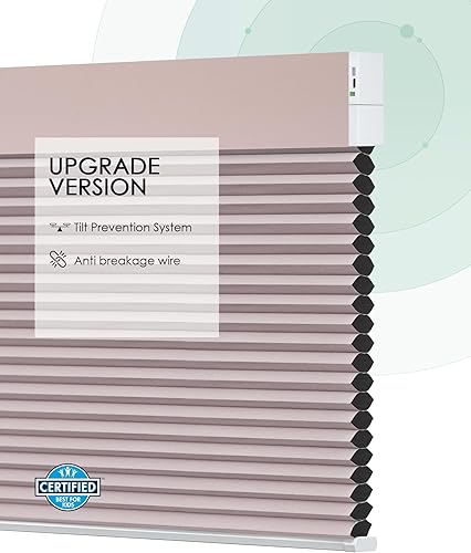 Miniatura 65 de Yoolax Persianas celulares motorizadas compatibles con Alexa, persianas motorizadas opacas inteligentes de panal para ventanas, persianas Color gris