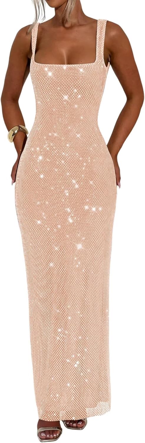 Sparkly Sequin Beaded Prom Dresses for Women 2026 Spaghetti Straps Formal Evening Dress Long Floor Length Mermaid Party Gowns