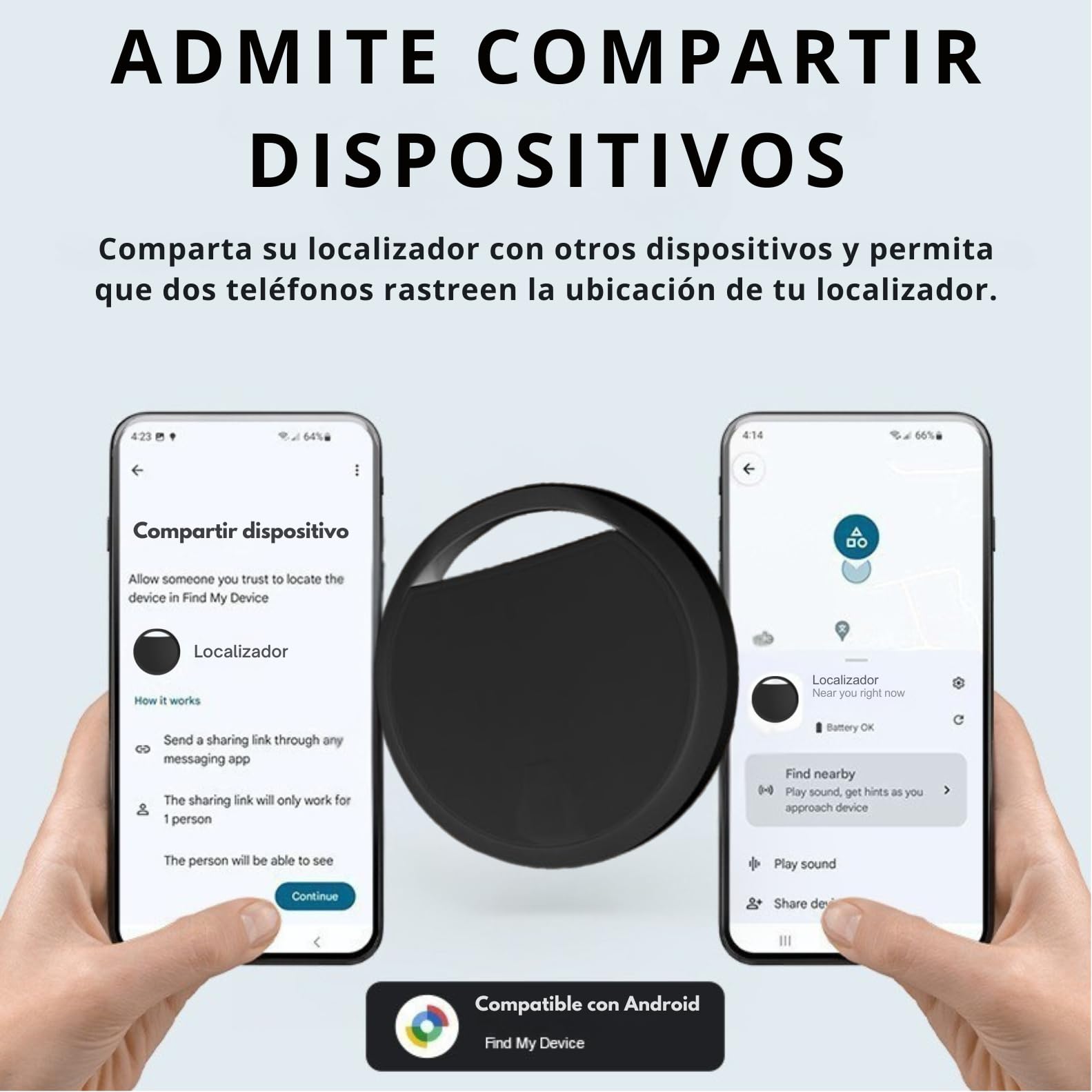 Localizador GPS Android. Autorizado por Google | Tracker Android (No Apple) | Smart Tag Google | Rastreador para Llaves, Niños, Personas Mayores, Perros, Coche, Moto | Finder Bluetooth | Pack 4 — view 6
