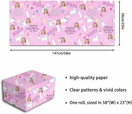 Miniatura 4 de Papel de regalo personalizado, divertido papel de regalo para cara, foto, nombre, Día del Padre, rollo de regalo para papá, hombres, mujeres, niños,