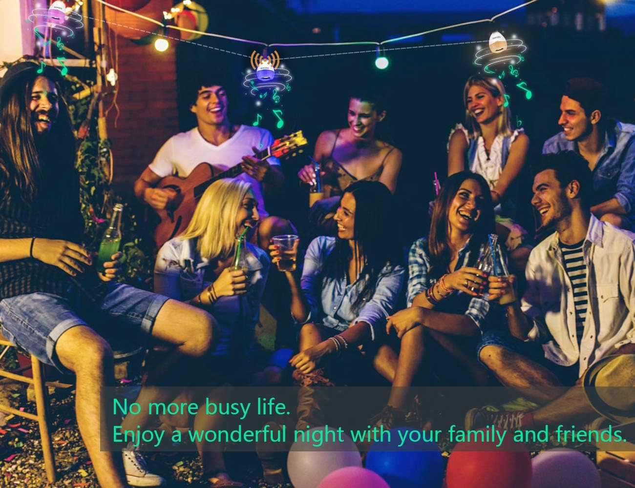 Texsens LED Bluetooth Light Bulb Speaker, Multi-Connected Music Bulbs, 8W E26 RGB + Warm White Color Changing Lamp with APP Control - Play Music Synchronously(1 Pack)