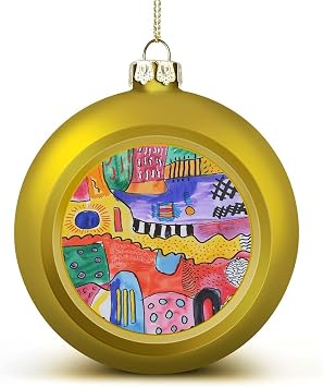 Bright Colored Curves Christmas Ball Ornament - 2.4 Inch Shatterproof Plastic Xmas Tree Decorations, Golden Christmas Tree Decor Hanging Ball for Holiday Wedding Party Decor