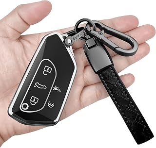 for Volkswagen Key Fob Cover with Keychain Soft Full Protection Key Shell Key Case Compatible with VW MK8 Golf/GTI Skoda Octavia (Silver)