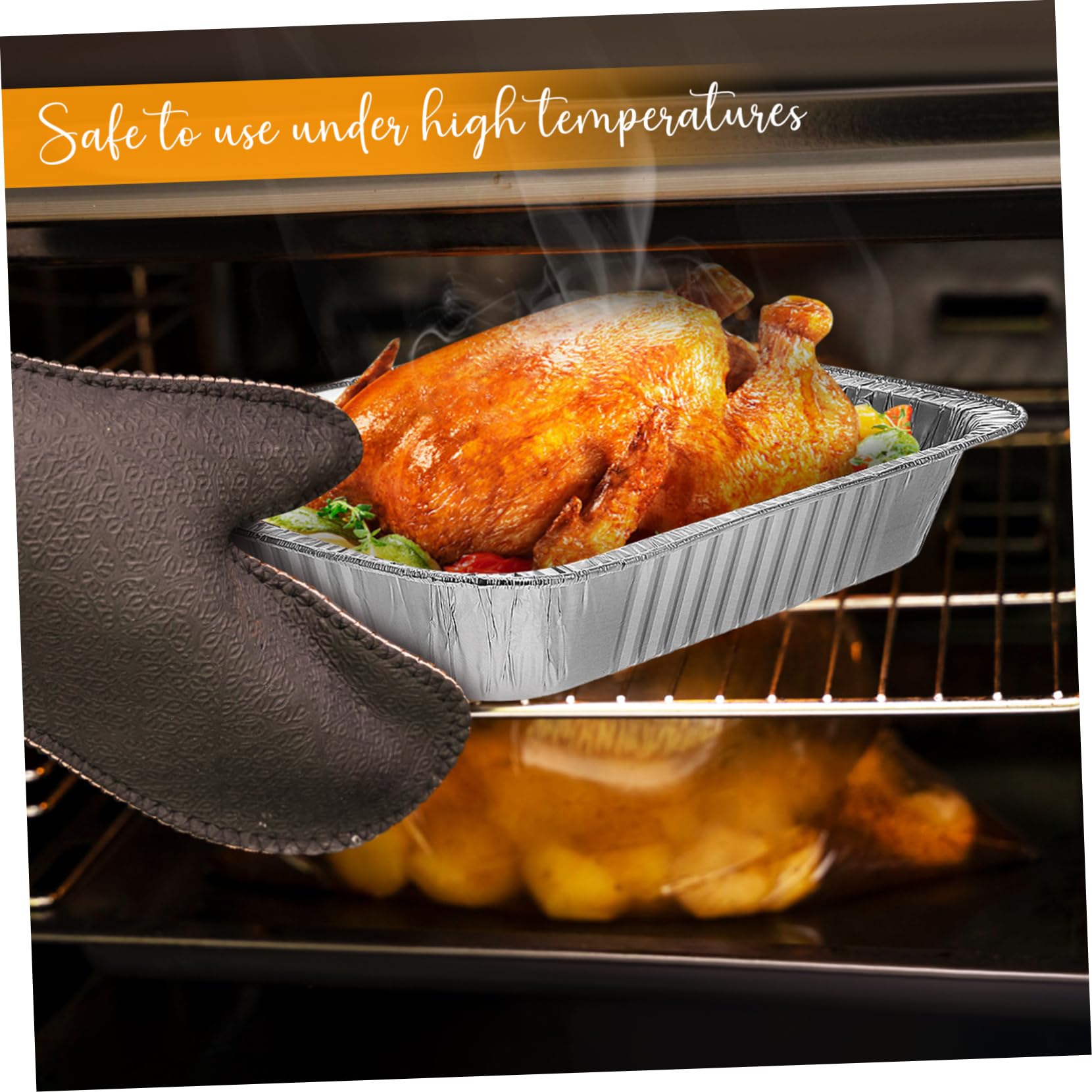 Bandejas Desechables de Aluminio Profundas 10 Unidades para Hornear y Asar Resistente a Altas Temperaturas Uso Doméstico y Catering