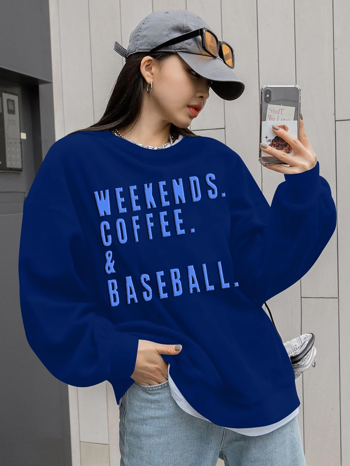 UNIQUEONE Baseball Mom Sweatshirt Women Weekends Coffee And Baseball Sweatshirt Mama Game Day Outfits Graphic Crewneck Tops