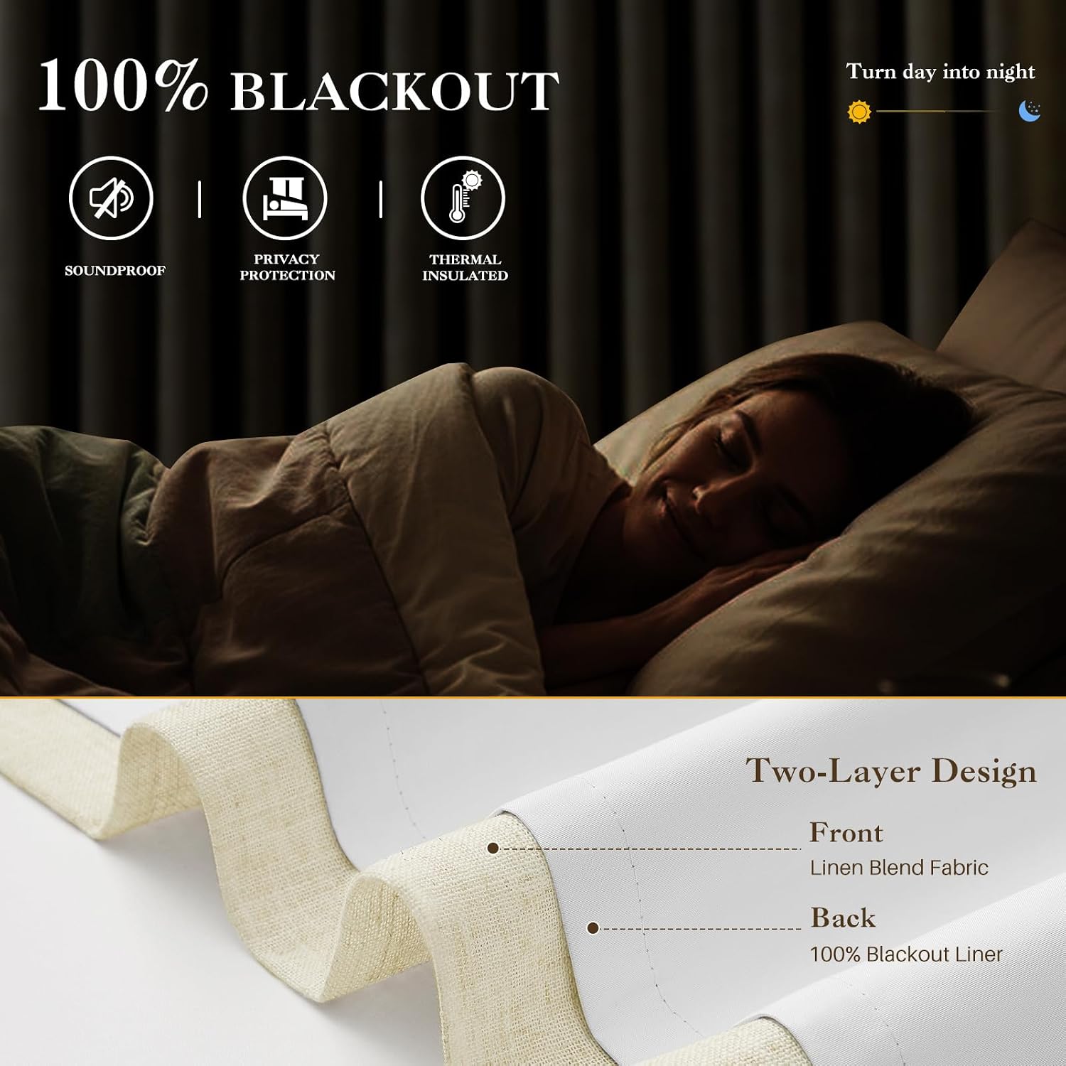 Cream Beige Pinch Pleated Full Blackout Linen Curtains for Bedroom, Black Out Curtains 84 Inches 1 Panel for Living Room Darkening Thermal Insulated Neutral Pleat Drapes with 12 Hooks, 60''Wx84''L Cream Beige 60"W x 84"L (Pack of 1)