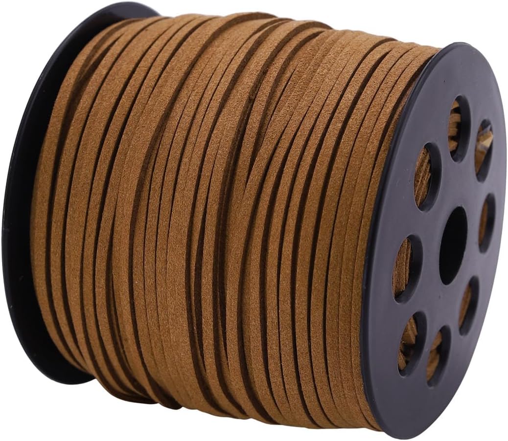 2.65mm x100 Yards Flat Suede Cord, Leather String with Roll Spool, Faux Leather Cord for Jewelry Making, Necklaces, Bracelets, Dream Catchers and DIY Crafts (Sky Blue)