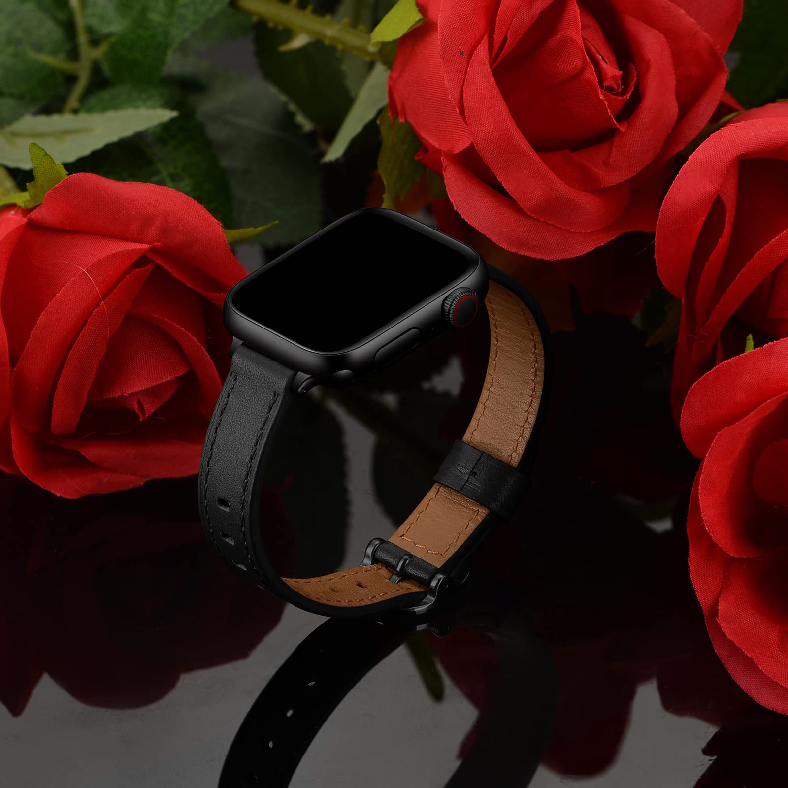 Schlankes, Elegantes Armband aus echtem Leder für Apple Watch Band 49mm 45mm 44mm 42mm 41mm 40mm 38mm, Ersatzarmband für iWatch Series SE 9 8 7 6 5 4 3 2 1 Ultra 1 2