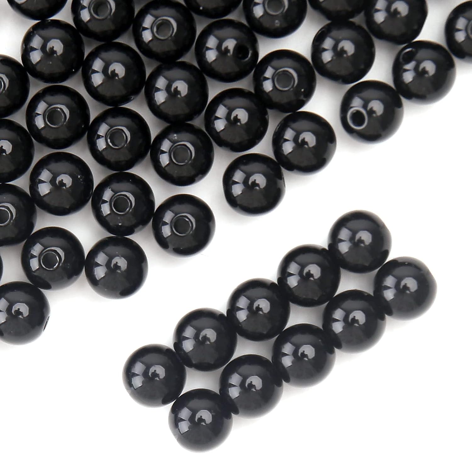 1000PCs 6MM Smooth Black Acrylic Round Beads, Round Acrylic Balls Gumball Beads, Bubblegum Beads Chunky Beads, Plastic Resin Beads for Necklace and Bracelet Making, Crafting Supplies