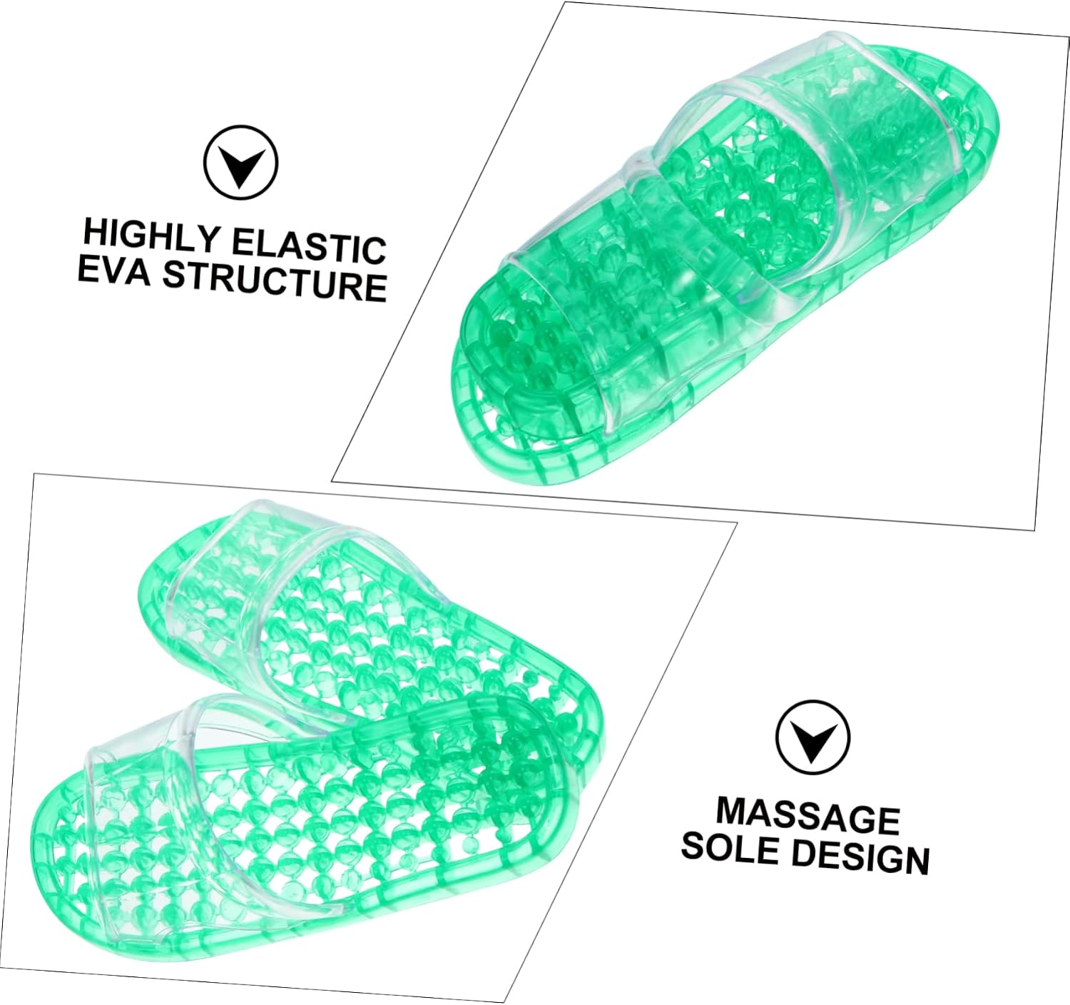 GARVALON Unisex Hollowed Draining Massage Slippers for Bathroom Comfortable Summer Shower Footwear for Home Use Green Easy to Clean Design