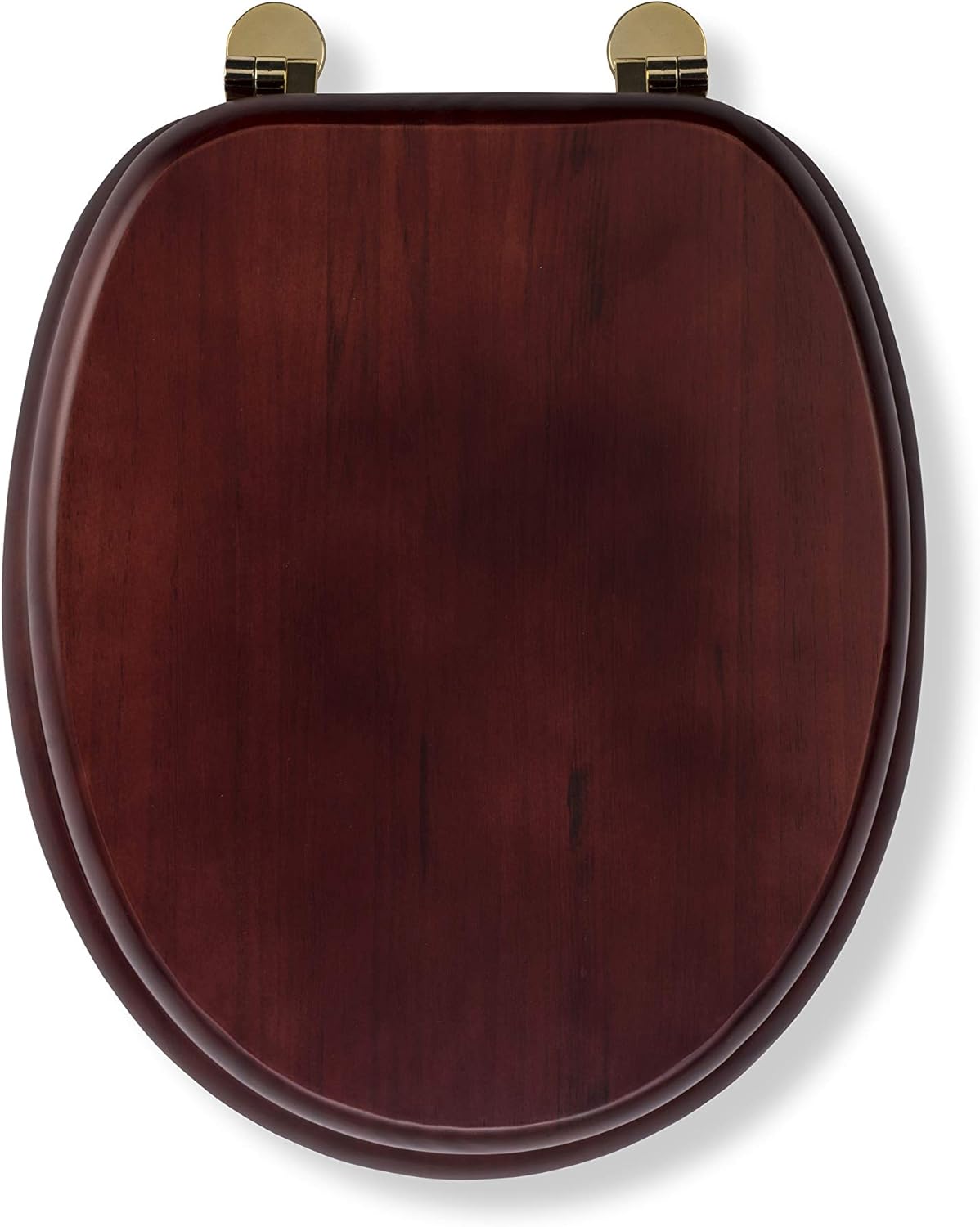 Croydex Solid Pine Toilet Seat with Mahogany Effect - Oval Solid Wood Toilet Seats for Extra Comfort, Adjustable Brass Hinges, 48 x 38 x 7 cm, All Fittings Included