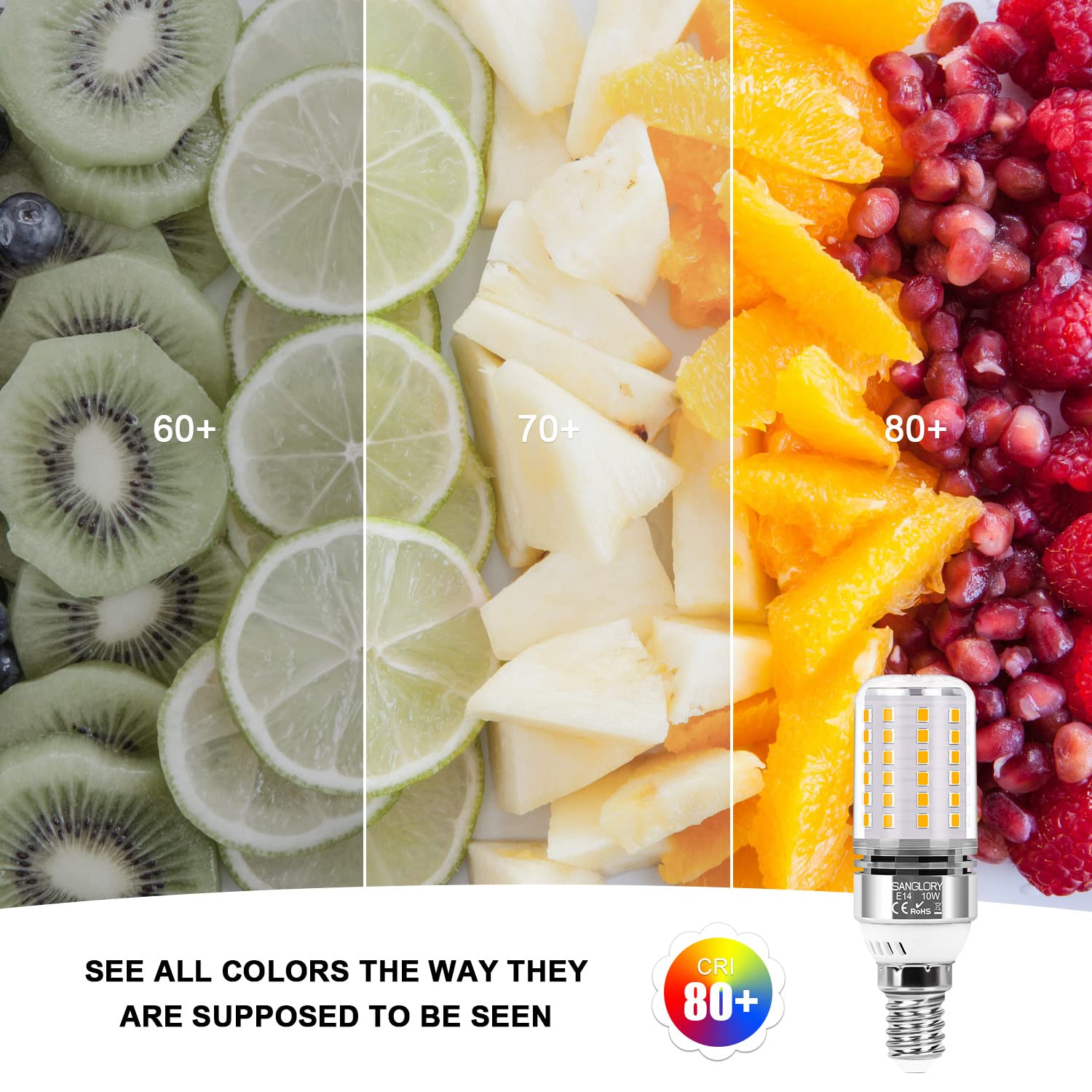 SanGlory Lampadine LED E14 Luce Calda 10W Lampada Led E14 Bianca Calda 2700K, Lampadina E14 Bianco Caldo Attacco Edison E14 LED, 1050LM, Equivalenti a 90W Incandescenza, Angolo 360°, Pacco da 4