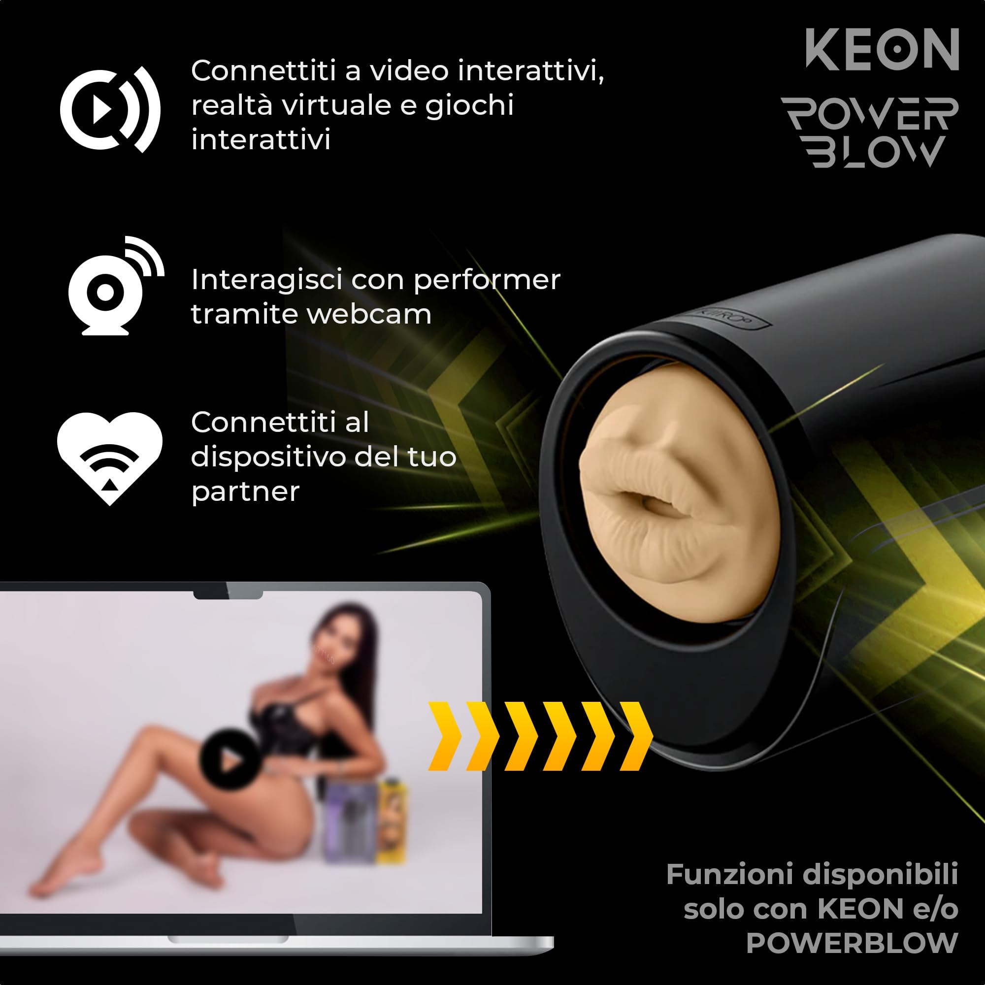 KIIROO Victoria Mouth – FeelStar Masturbatore Uomo, Modellato da Parti del Corpo Reali – Morbido, Simile alla Pelle – Ottimizzato per Keon e PowerBlow