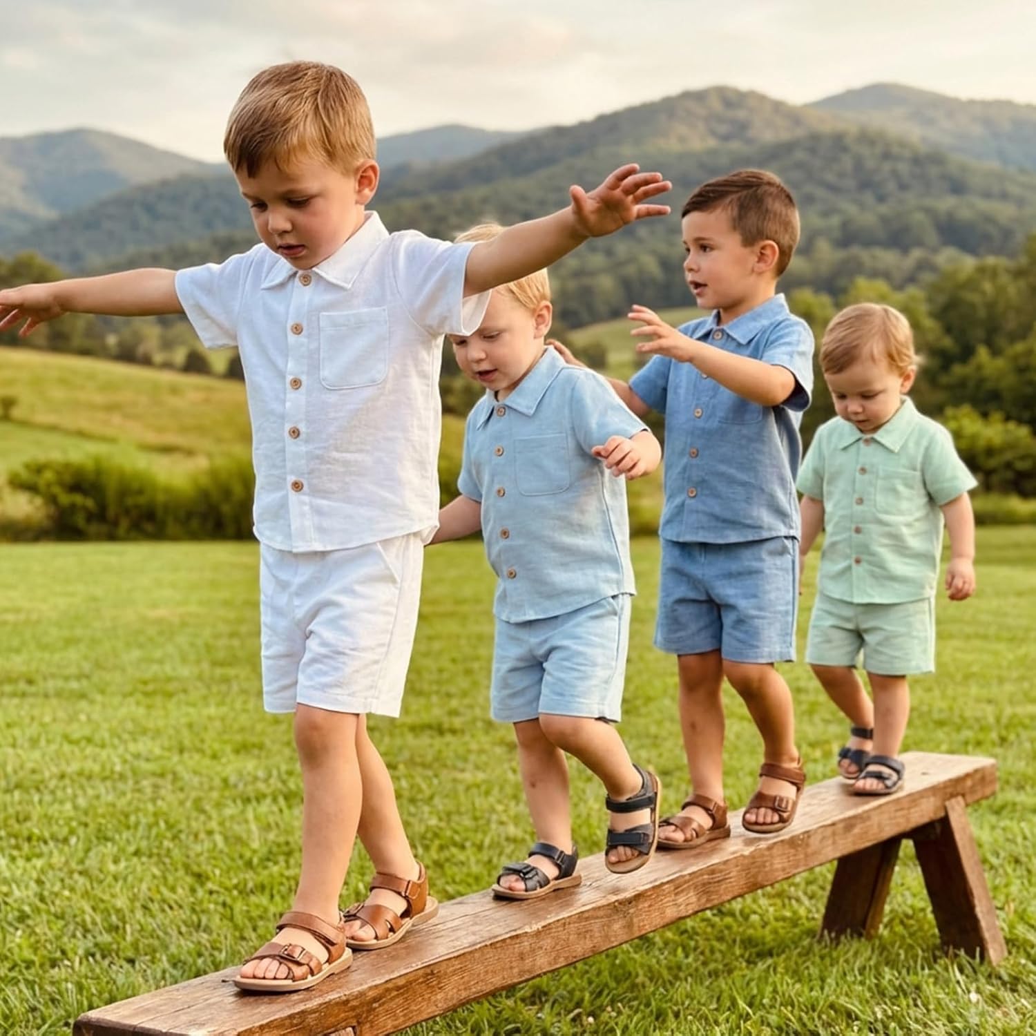 Toddler Baby Boy Summer Shorts Outfit Button Down Short Sleeve T Shirt Tops and Shorts Summer Clothes Set - Image 2