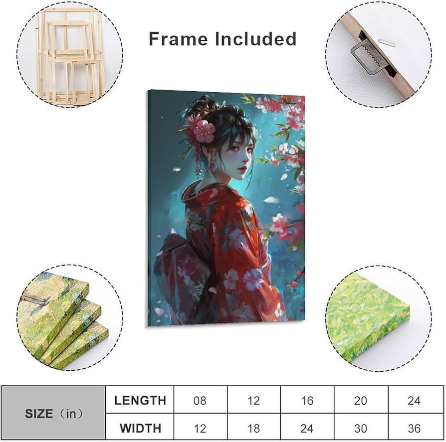 Amazon.co.jp: 絵画 花を咲かせる着物の女の子 アートパネル ポスター