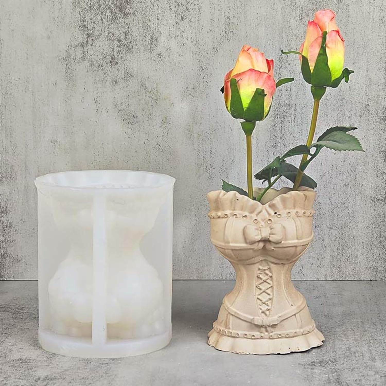 Sunflower and Girl Concrete Flower Pot Silicone Mold Succulent Planter Vase Pen Holder Cement Clay Mold Plaster Epoxy Resin Mould