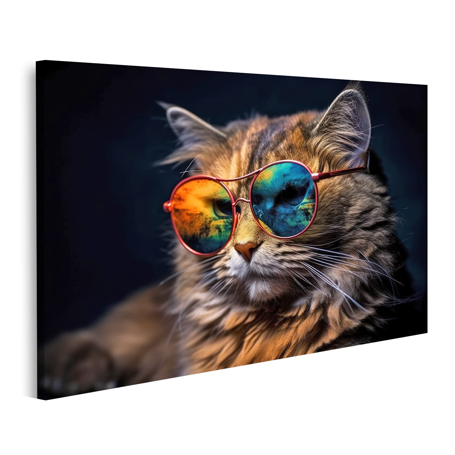 Cooles Lama Mit Sonnenbrille Leinwandbild - Türkiser Hintergrund, Perfekt Für Wohnzimmer & Büro