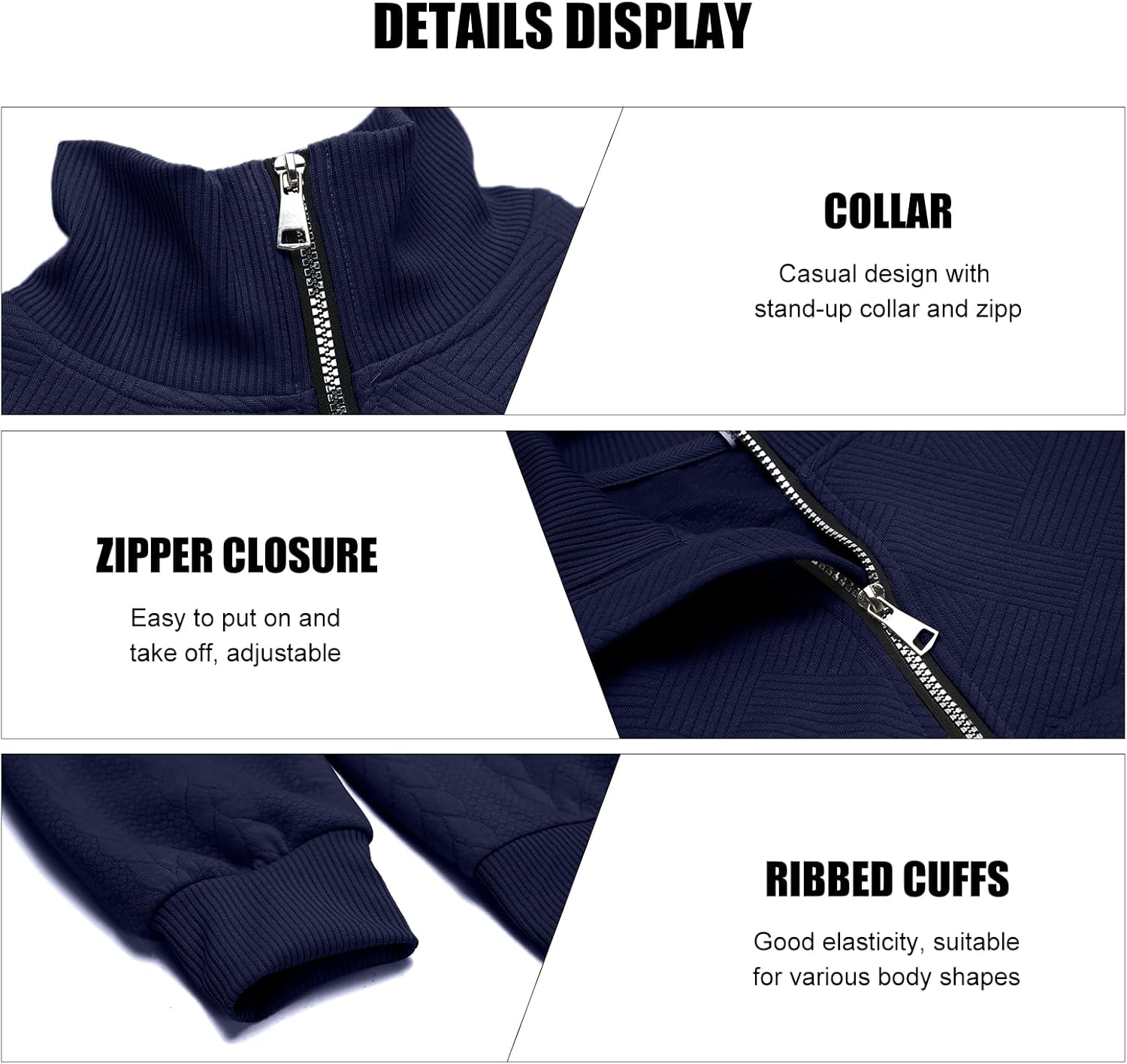 MANLUODANNI Men's Quarter Zip Sweater Lightweight Knitted Mock Neck Quilted Pullover Sweaters Long Sleeve Casual Jumper - Image 4