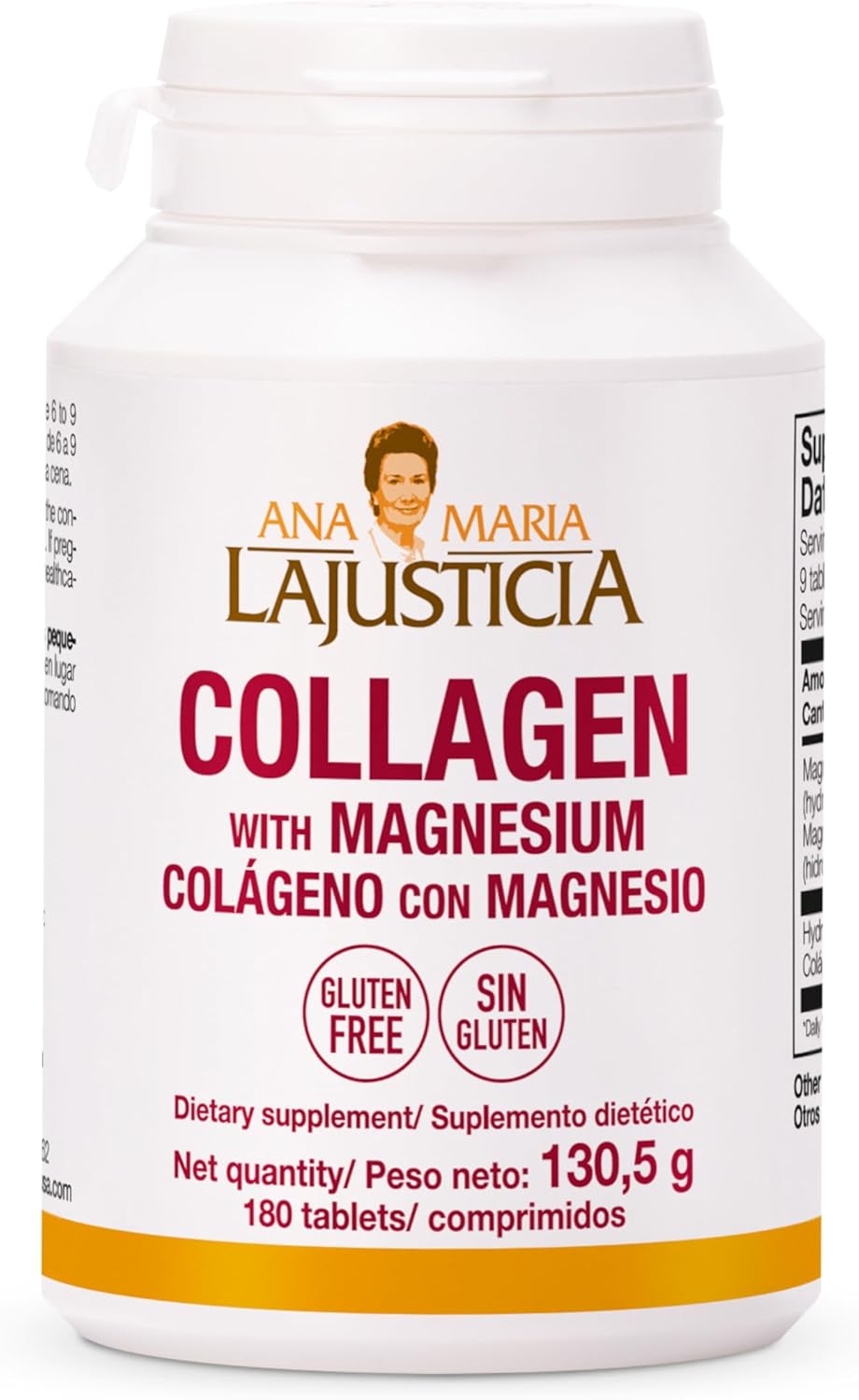 Ana Maria LaJusticia Collagen with Magnesium 180 Tabs - Healthy Teeth, Skin & Bones - Energy-Full - Gluten-Free - Easy-to-Use - Rejuvenates Your Skin & Strengthens Nervous System - from Spain