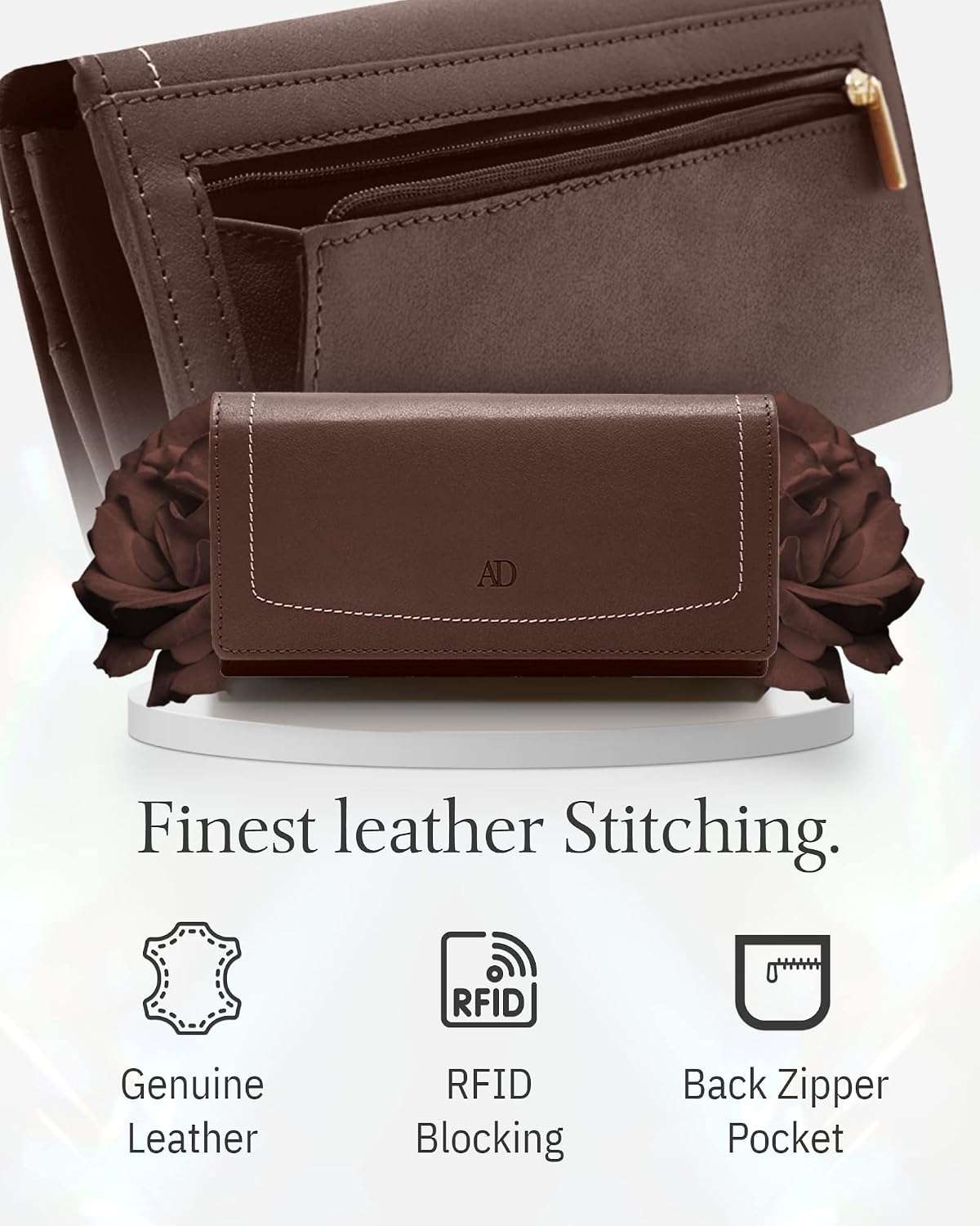Access Denied Leather Clutch RFID Wallets For Women - Big Womens Wallet Accordion Purse Organizer Zip Coin Pouch Gifts For Women