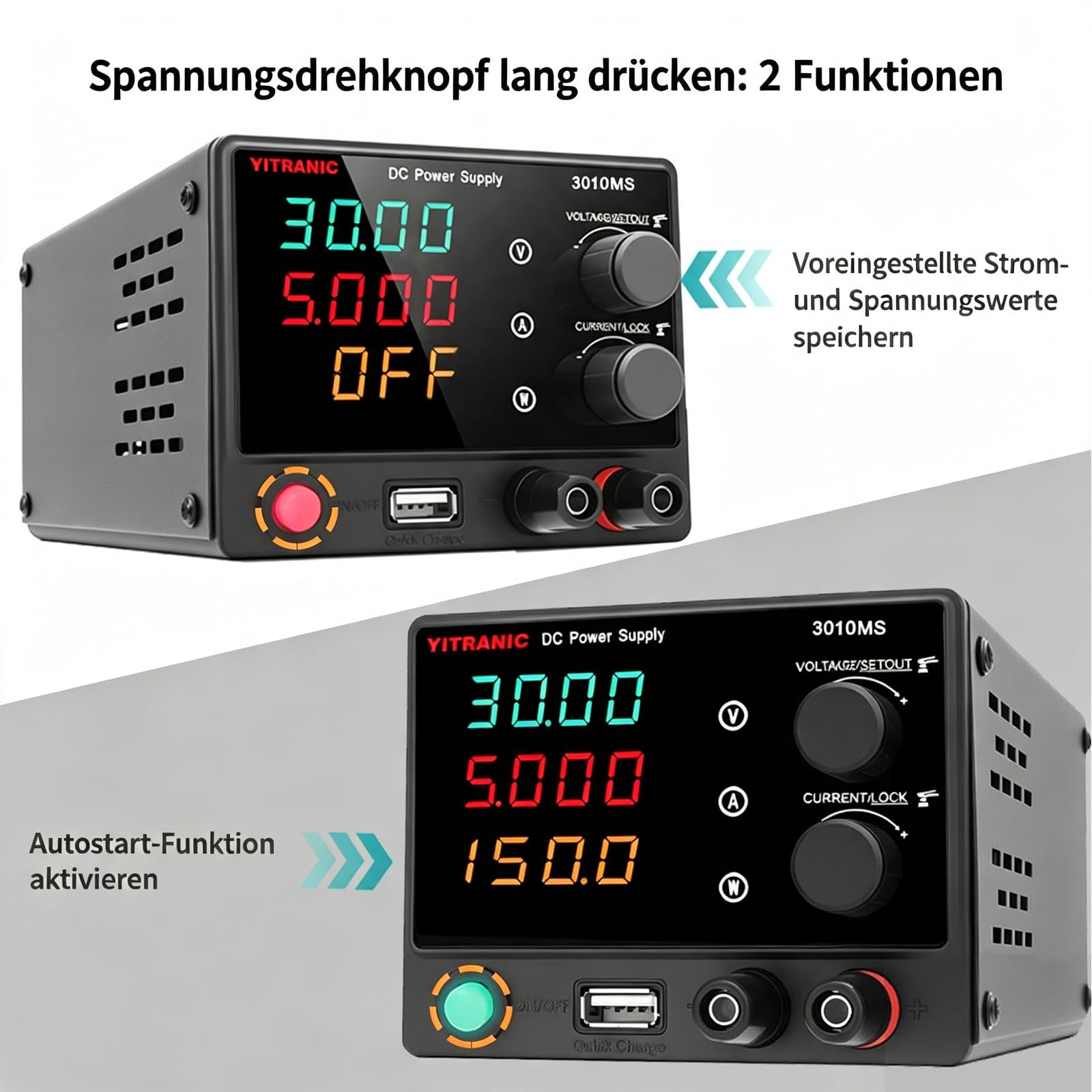 Labornetzteil 0-30V 0-10A Regelbar DC Netzteil mit 4-stelliger LED-Anzeige