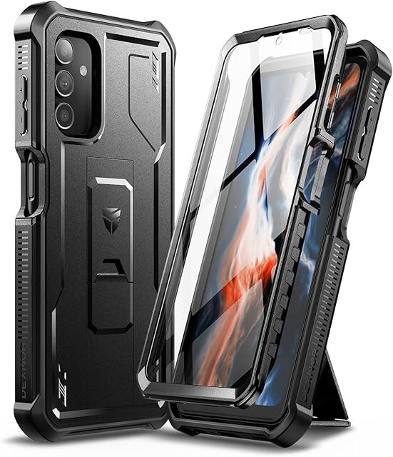 Dexnor for Samsung Galaxy A13 Case Built-in Screen Protector and Kickstand 360 Full Body Heavy Duty Military Grade Protection Shockproof Protective Cover for Samsung Galaxy A13 - Black