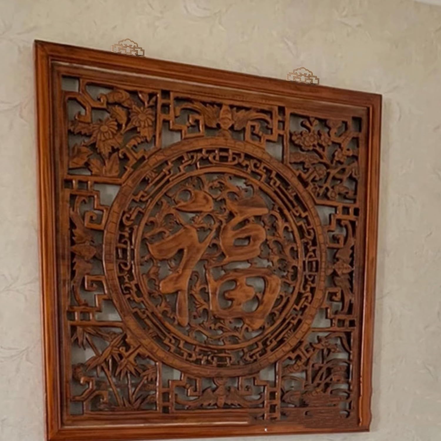 4Pcs Antique Brass Picture Frame Hooks, Decorative Hanging Hardware Paintings Mirrors, Secure Wall Hangers with Screws, 8x4.5cm Bronze Finish