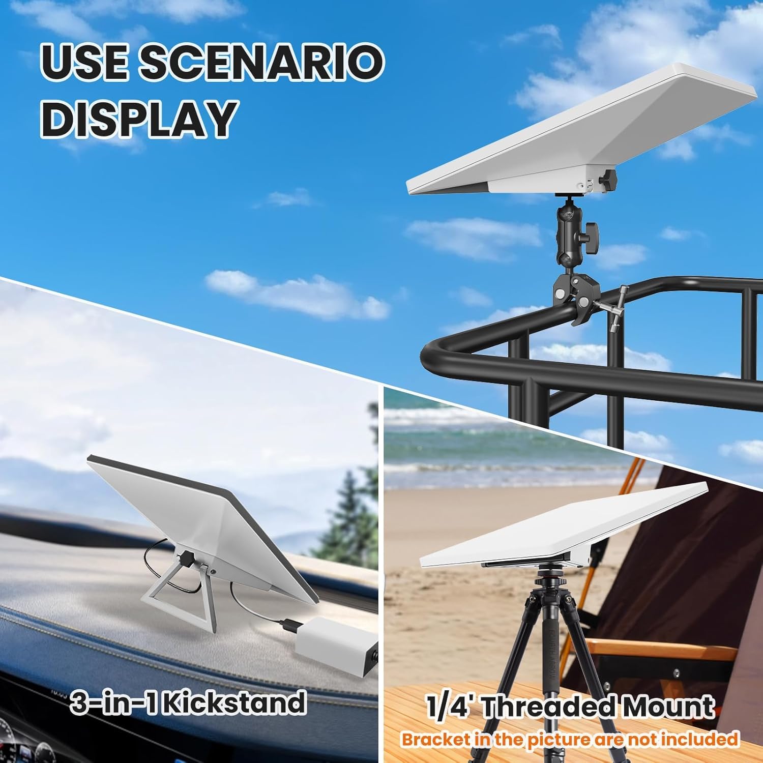 Multifunction Round Pipe Mount for Starlink Mini, 3 in 1 Kickstand, Roof Rack, Ladder & Pole Clamp Compatible for RV, Car & Yacht, Starlink Mounting Kit (0.9-1.2" Pipe Range)