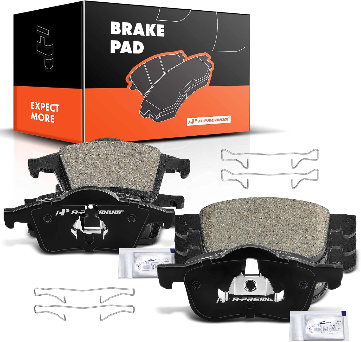 A-Premium Front and Rear Ceramic Brake Pads Set Compatible with Volvo Models - S60 2001-2009, S80 1999-2006, V70 2001-2007, XC70 2003-2007, with Hardware, 8-Pack