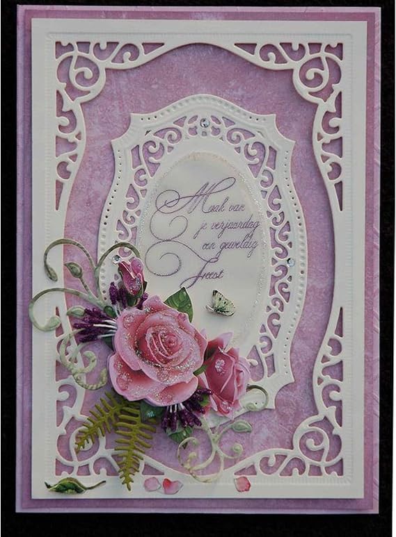 Rectangle Curves Frame Metal Die Cuts,Flower Border Square Frames Layering Label Card Cutting Dies Cut Stencils for DIY Embossing Photo Decorative Paper Dies Scrapbooking Card Making