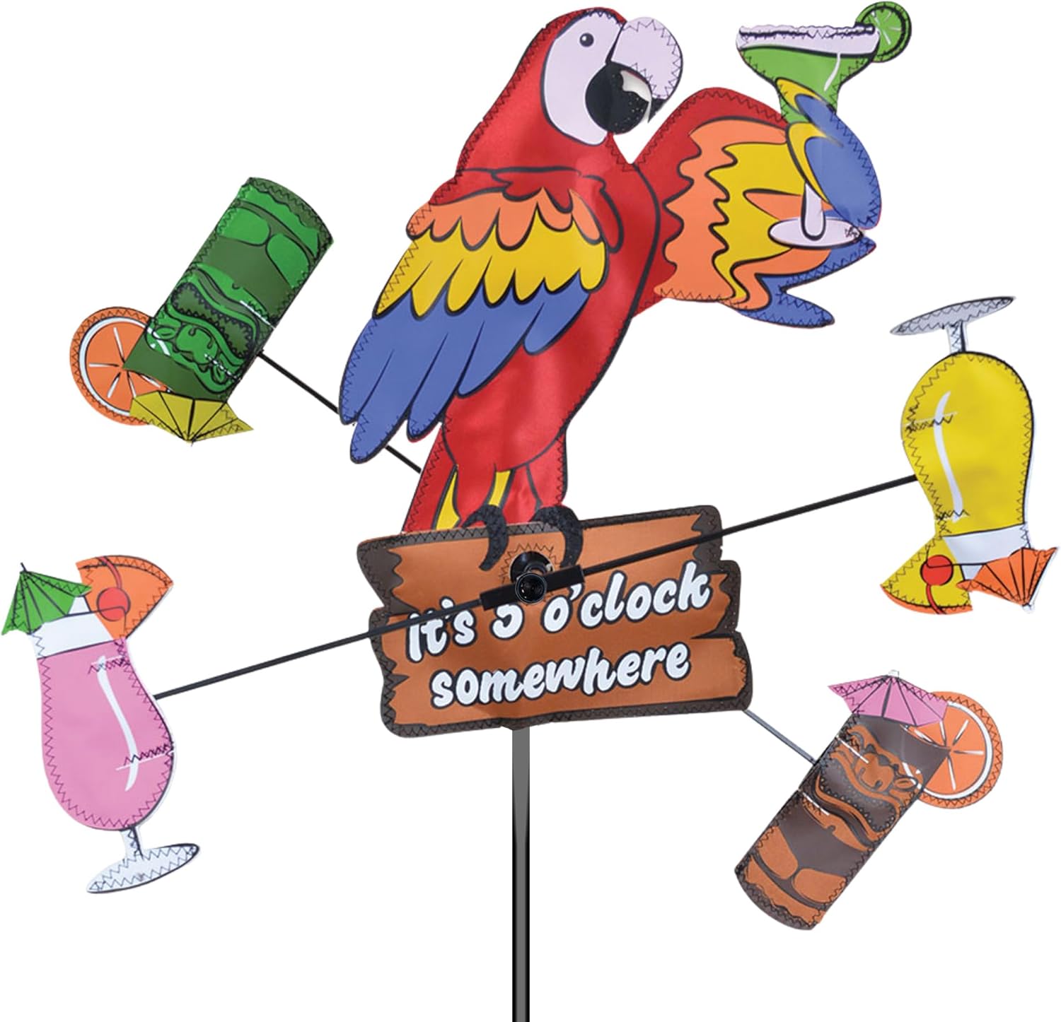 Whirligig Spinner Island Parrot 12" – Tropical Bird-Themed Design, Weather-Resistant Outdoor Decor, Durable & Lightweight for Patios, Yards, and Gardens - Eye-Catching Wind Spinner