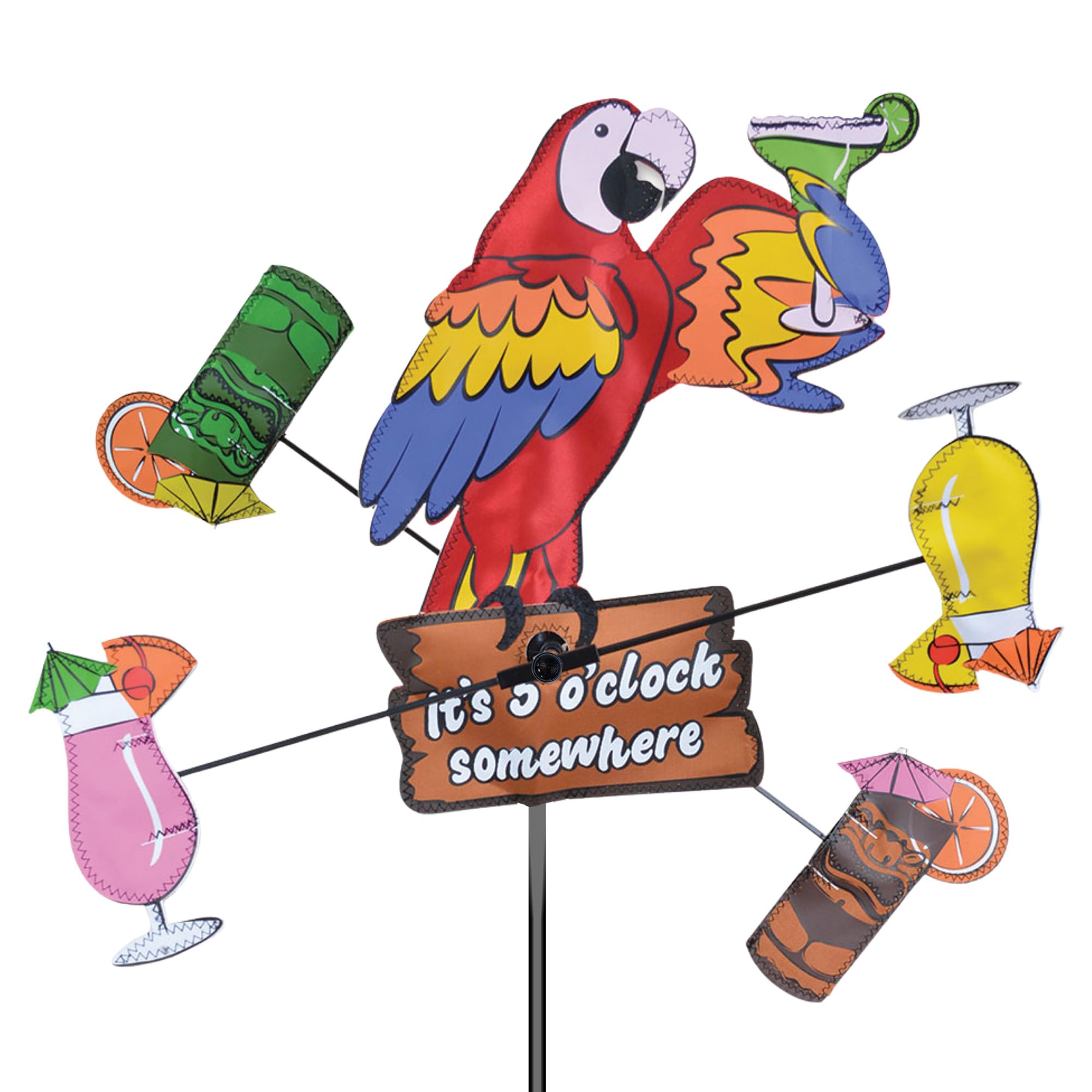 Whirligig Spinner Island Parrot 12" – Tropical Bird-Themed Design, Weather-Resistant Outdoor Decor, Durable & Lightweight for Patios, Yards, and Gardens - Eye-Catching Wind Spinner