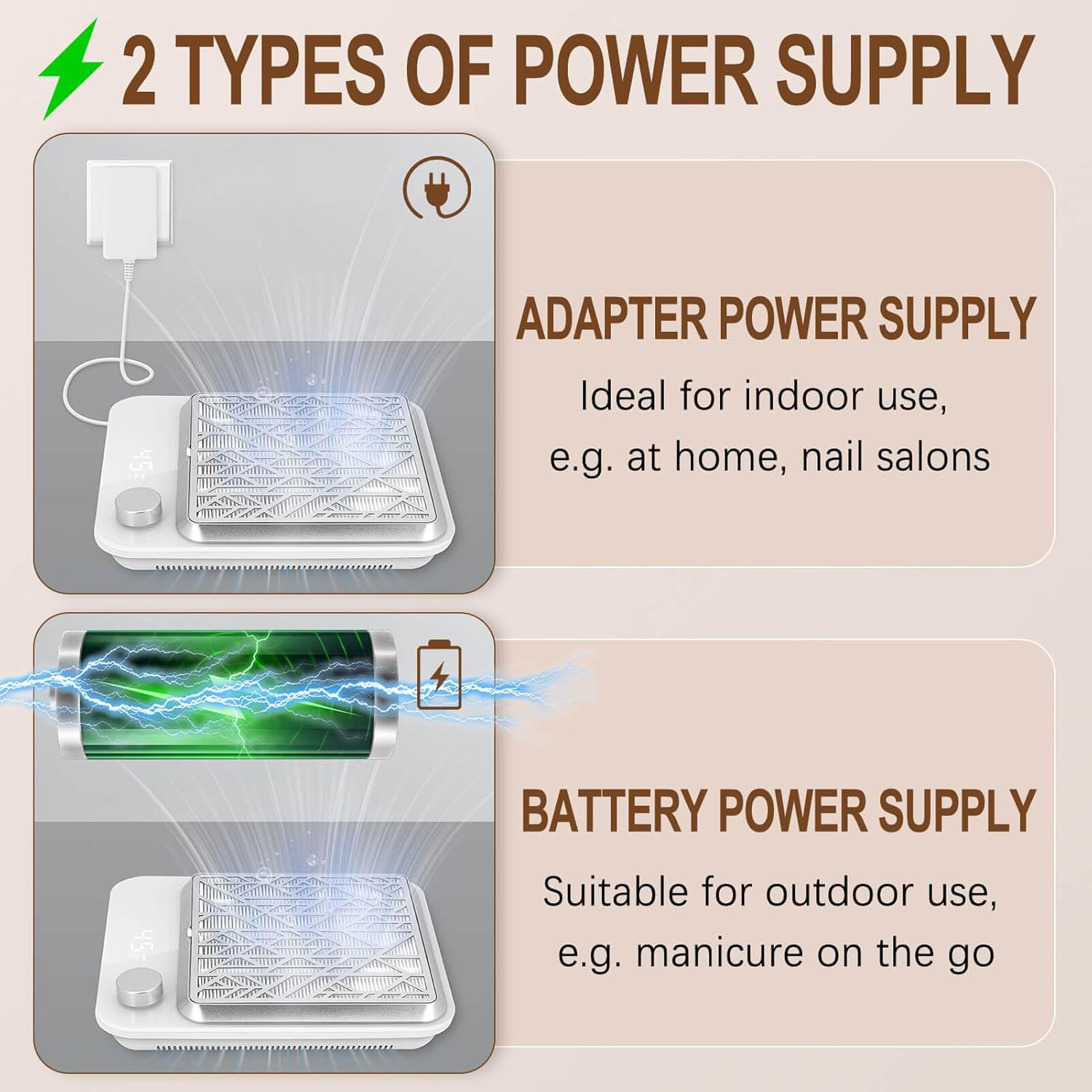 Cordless Nail Dust Collector Rechargeable, Professional Dust Collector Nail Tech Extractor Fan Vacuum Cleaner for Acrylic Nails Dip Powder Removal Home Salon Manicures