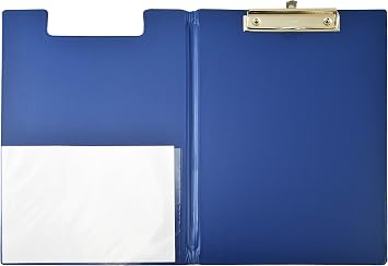 Bantex, Clipfolder A4, Spring Clip Mechanism, Clear Pocket for Storage, Retractable Hanging Hook, Durable PVC, Blue