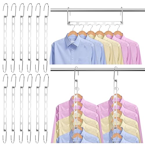 12-Pack Metal Hanger Organizer, Foldable Closet Hanger Rack, Sturdy Multiple