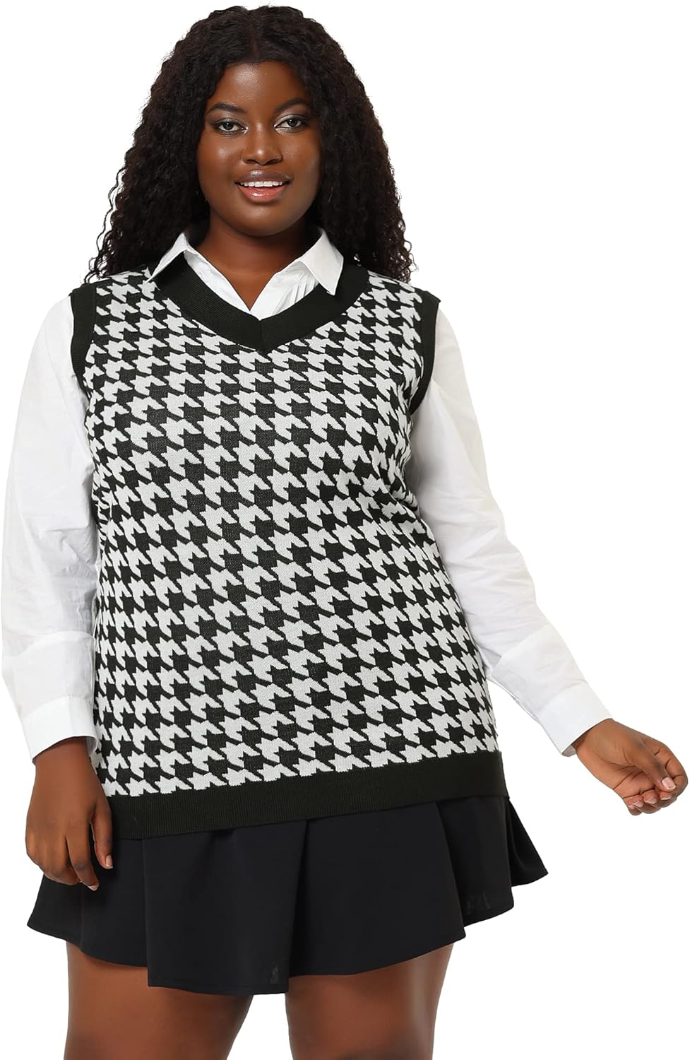 Agnes Orinda Plus Size Sweater Vests for Women V Neck Sleeveless Knit 2024 Oversized Tunic Loose Pullover Top