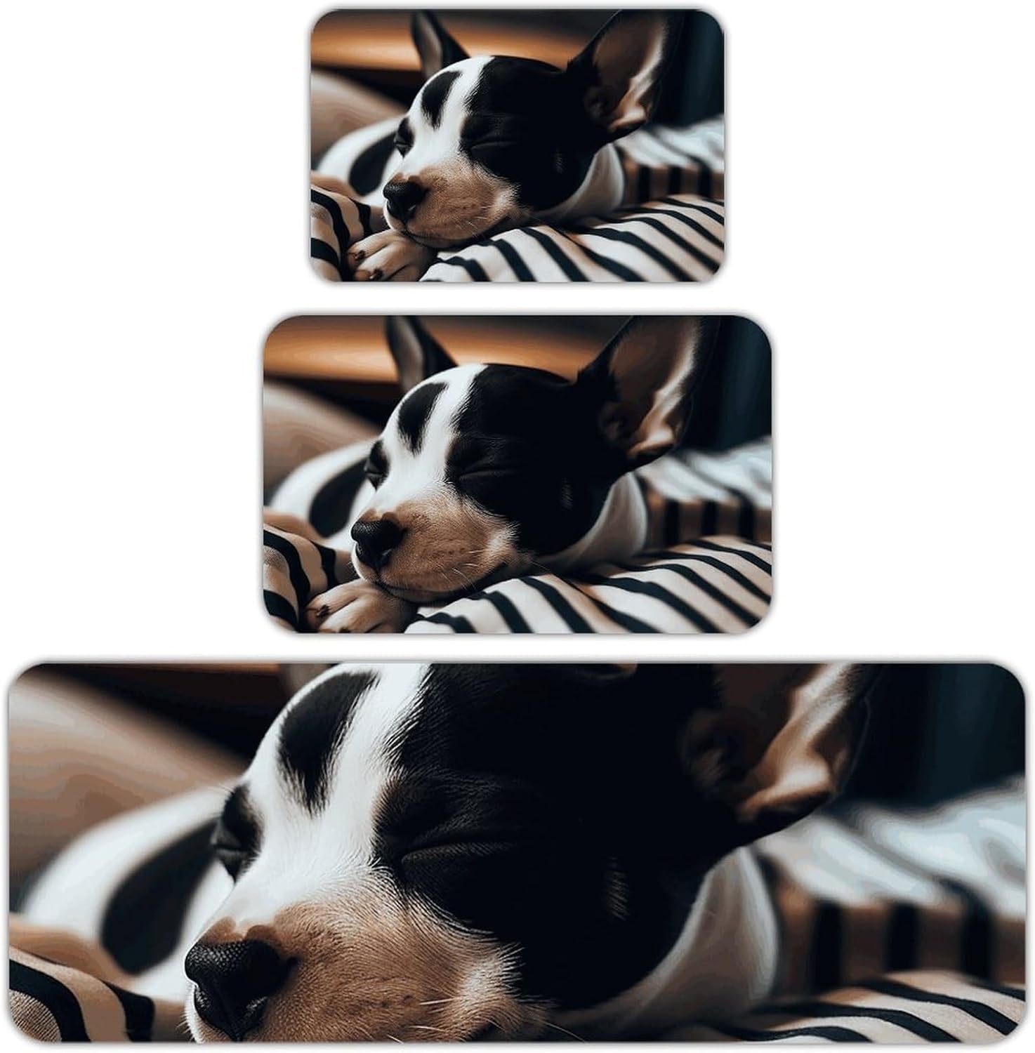Puppy Sleeping Kitchen Mats for Floor 3 Pcs Kitchen Rugs