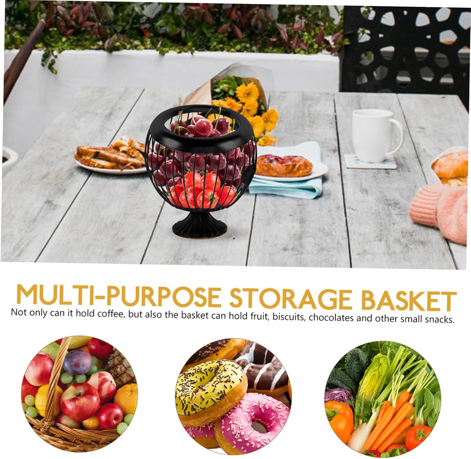 Coffee Pod Holder Sturdy Storage Basket for Kitchen Counter Organizer for Coffee Bags Tea Bags and Snacks Multipurpose Storage