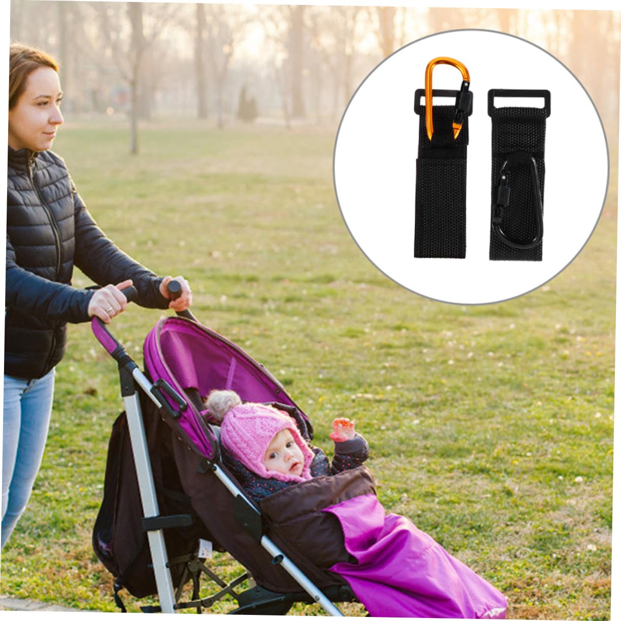 HAPINARY Baby Stroller Hooks 4 Pcs Secure Stroller Clips for Bags Stroller Hooks for Hanging Stroller Accessories