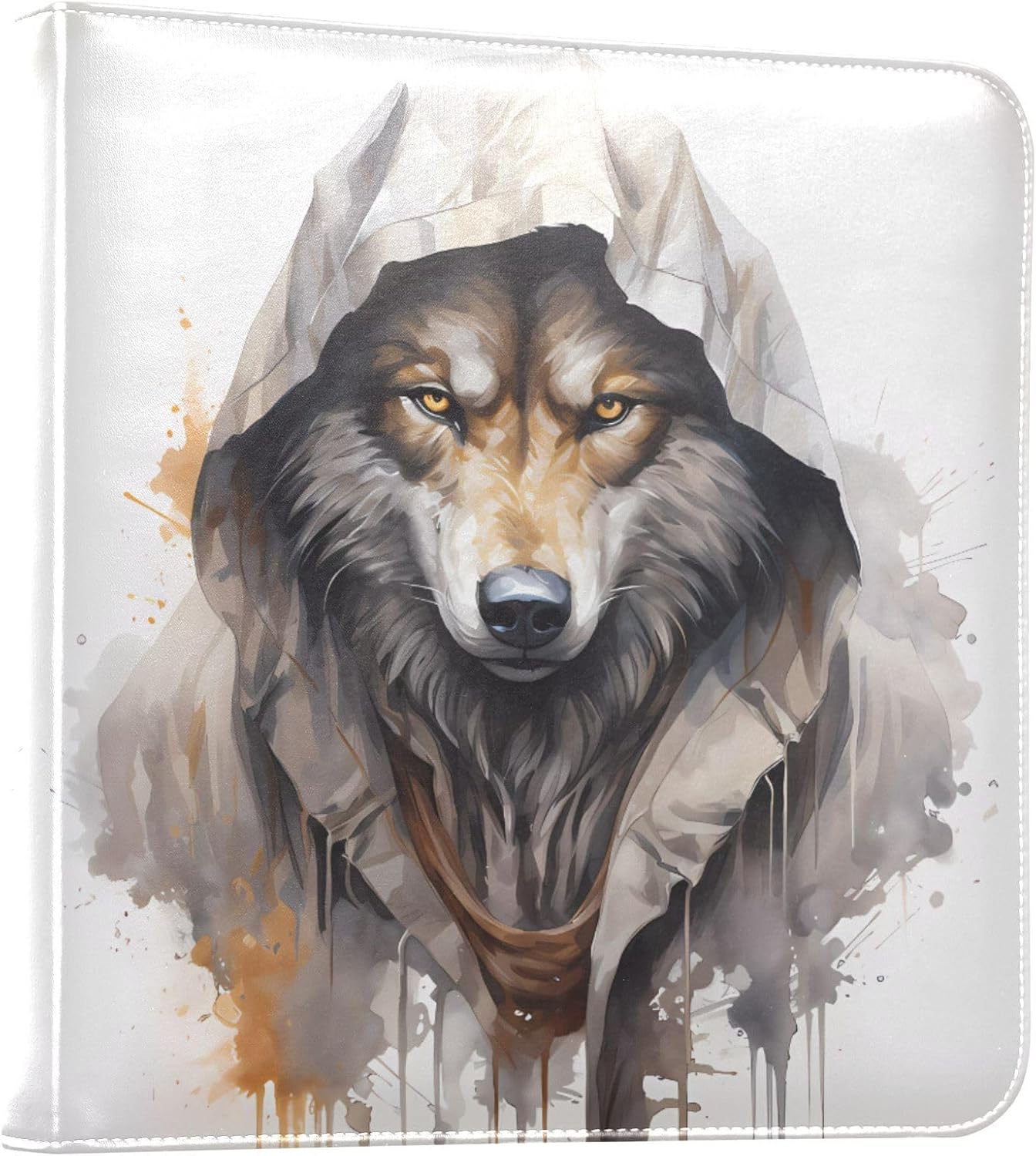 JIPONI Wolf in Hood Large Photo Album, DIY Leather Cover Scrapbook Albums for 4x6 5x7 6x8 Pictures, Self Adhesive Memory Book for Wedding, Baby, Family