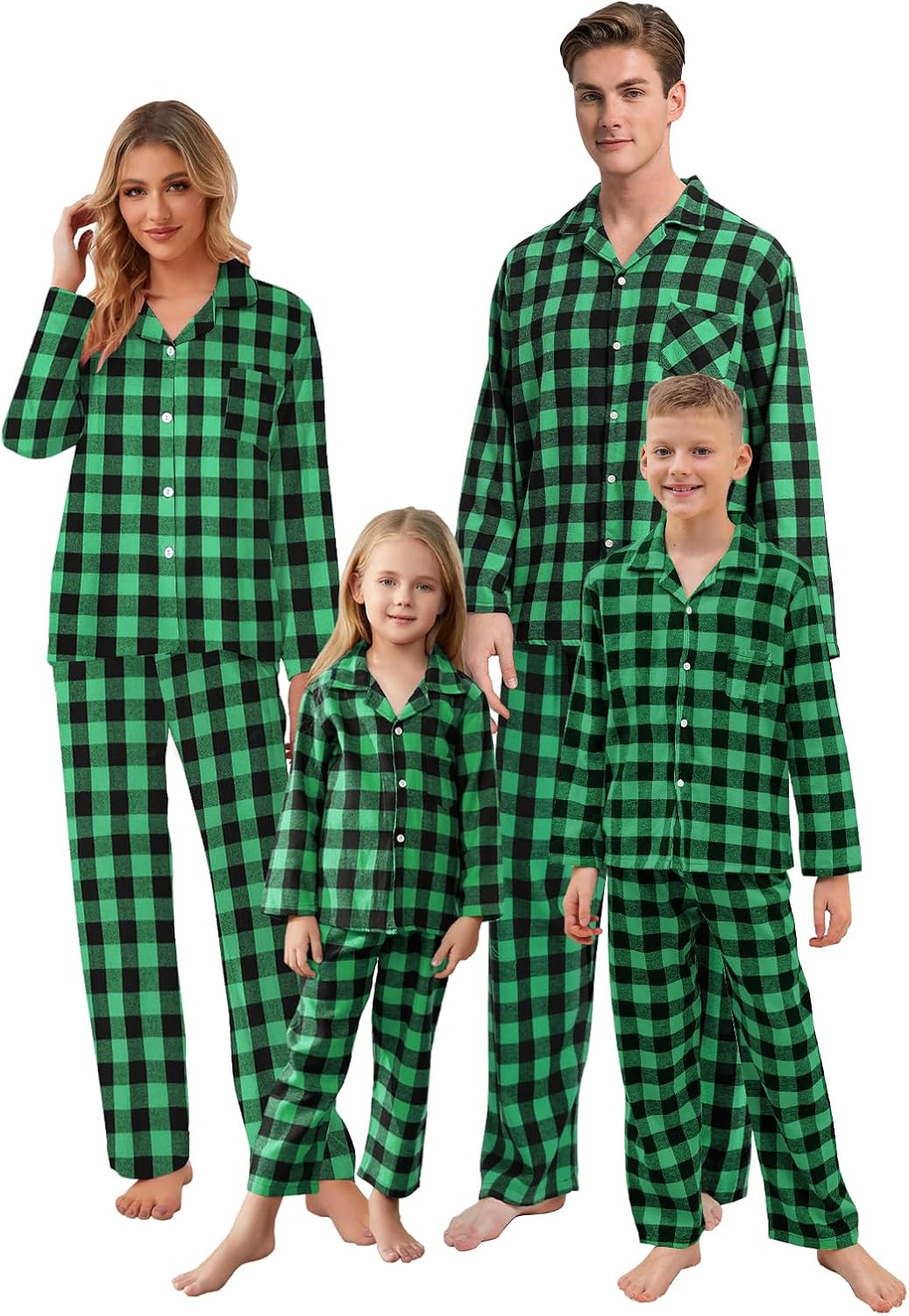 Umeyda Family Christmas Pjs Matching Sets Plaid Pajamas Long Sleeve Holiday Sleepwear Set for Adults Kids