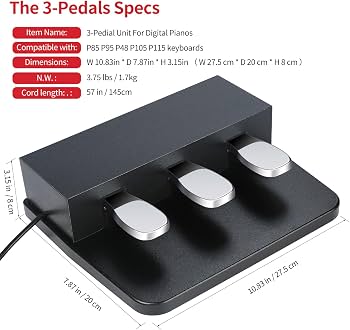 what are the 3 pedals on a piano ATNEDCVH 3-pedal for digital keyboard piano, Three pedal unit for yamaha P85 P95 P48 P105 P115 Electric pianos keyboards : Musical Instruments How to Ride on Category:Mountainbikeschuhe_2023 Color:Pearl