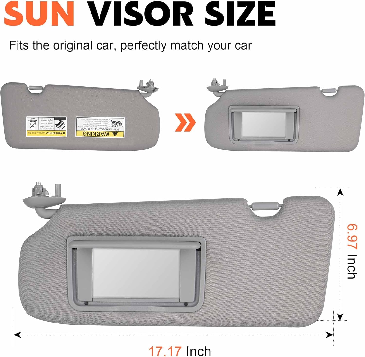 Gray Driver Left Side Sun Visor Replacement Compatible with Honda CRV 2017 2018 2019 2020 2021 2022 Replace 83280TLAA12ZA